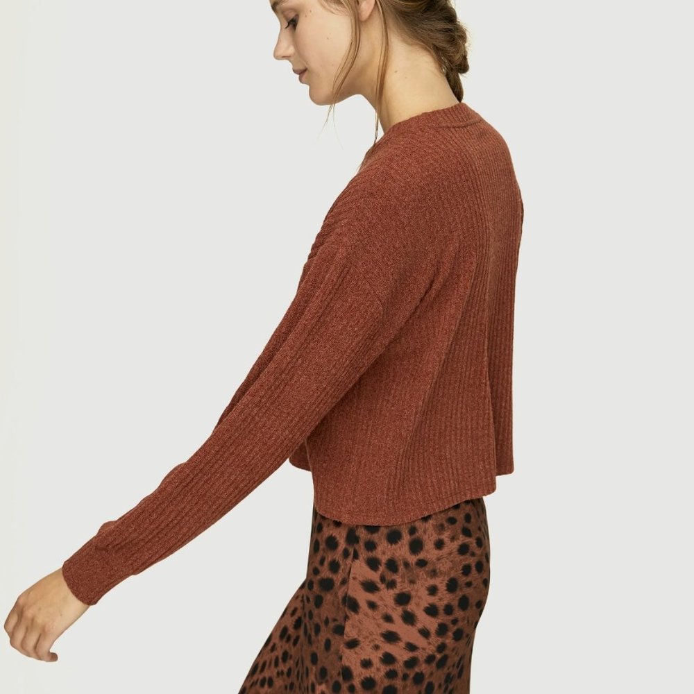 Aritzia Wilfred Free Rudko Long Sleeve Sweater Brown - Size L